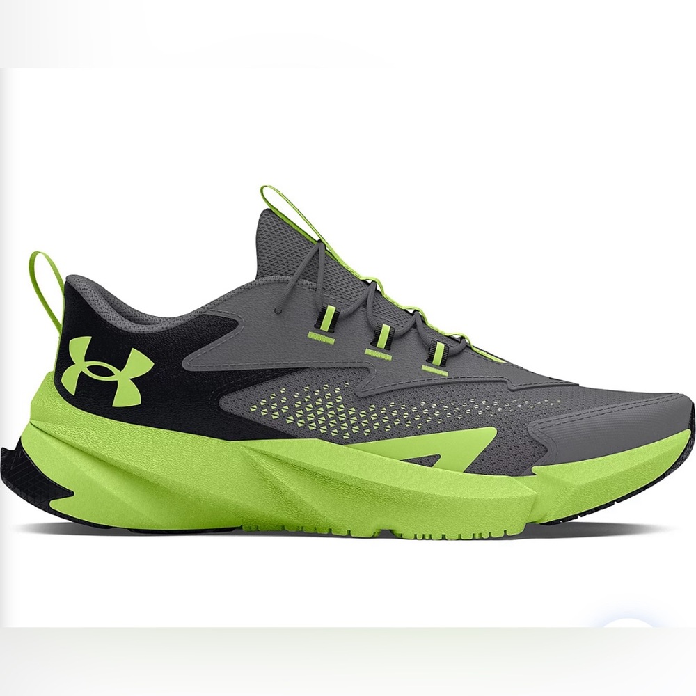 Under Armour Boys Scramjet 6 AL Shoe, 2Y, Grey, Green, Sports, Athletic Play
